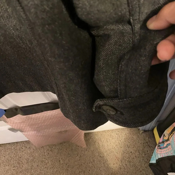 Dockers Chore Utility Jacket Wool Blend Herringbone Gray VTG Mens XXL Zip Snap - Picture 14 of 16